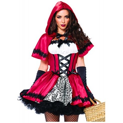 Leg Avenue Women's 2 Piece Gothic Red Riding Hood Costume, Red/White, Small
