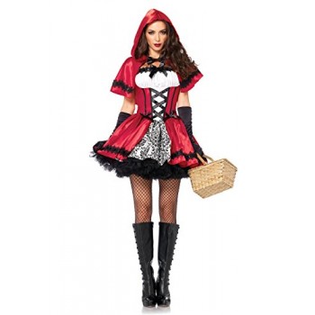 Leg Avenue Women's 2 Piece Gothic Red Riding Hood Costume, Red/White, Small