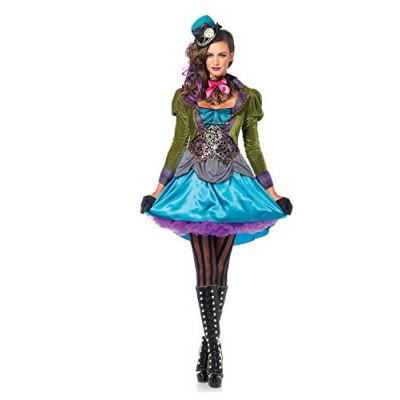 Leg Avenue Women's 3  Piece Deluxe Mad Hatter Costume, Multi, Small