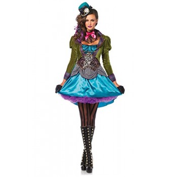 Leg Avenue Women's 3  Piece Deluxe Mad Hatter Costume, Multi, Small