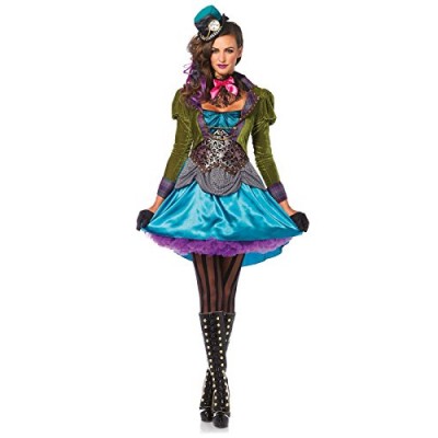 Leg Avenue Women's 3  Piece Deluxe Mad Hatter Costume, Multi, Small