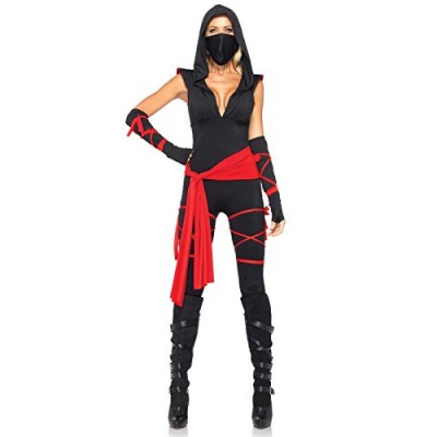 Leg Avenue Women's 4 Piece Deadly Ninja Costume, Black/Red, Small