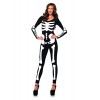 Leg Avenue Women's Spandex Printed Glow-In-The-Dark Skeleton Catsuit, Black/White, Small