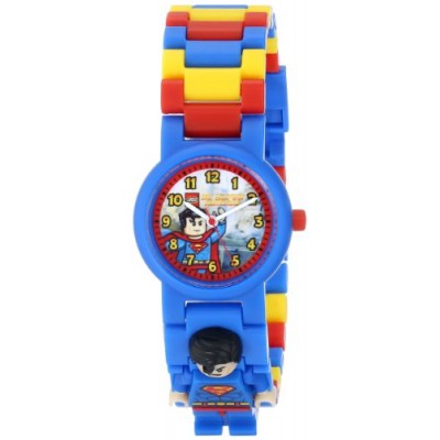 LEGO Kids' DC Universe Super Heroes Superman Plastic Watch with Link Bracelet and Character Figurine