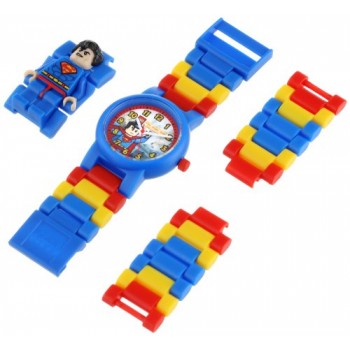 LEGO Kids' DC Universe Super Heroes Superman Plastic Watch with Link Bracelet and Character Figurine