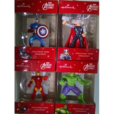 Hallmark Marvel Avengers Assemble Thor*Hulk*Captain America*Iron Man Christmas Ornaments ~Marvel Avengers Ornaments Bundle