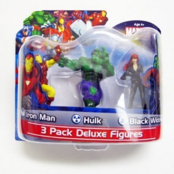 Marvel 3 Pack Deluxe 4" Figures Avengers - Ironman / Hulk /Black Widow