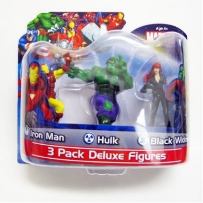 Marvel 3 Pack Deluxe 4" Figures Avengers - Ironman / Hulk /Black Widow