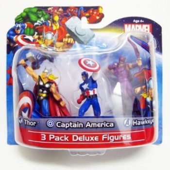 MARVEL 3 PACK DELUXE 4" FIGURES AVENGERS - THOR /CAPTAIN AMERICA / HAWKEYE