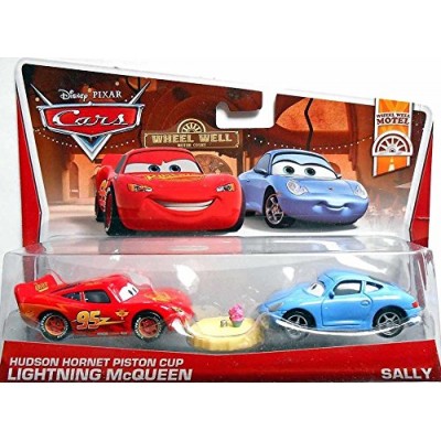Disney Pixar Cars, Wheel Well Motel Die-Cast, Hudson Hornet Piston Cup Lightning McQueen & Sally #4,5/11, 1:55 Scale