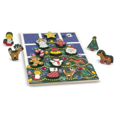 Melissa & Doug Holiday Christmas Tree Wooden Chunky Puzzle (13 pcs)