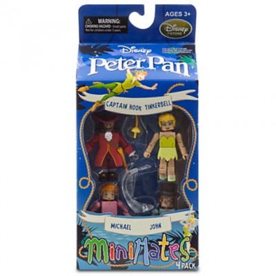 Disney Peter Pan Minimates Exclusive Mini Figure 4-pack Captain Hook, Tinkerbell, Michael & John