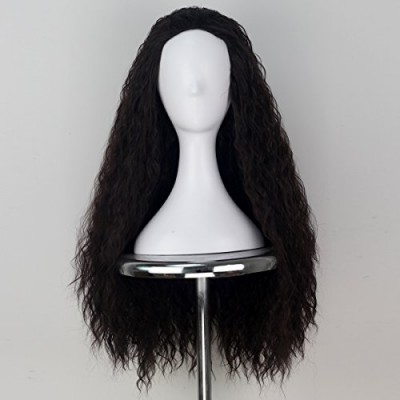 Women 80cm Long Curly Dark Brown Hair Halloween Cosplay Costume Wig for Girl 346