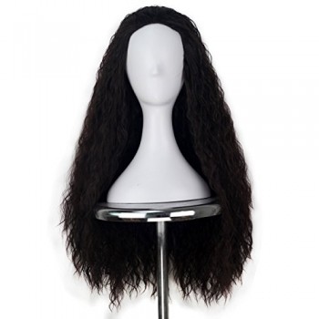 Women 80cm Long Curly Dark Brown Hair Halloween Cosplay Costume Wig for Girl 346