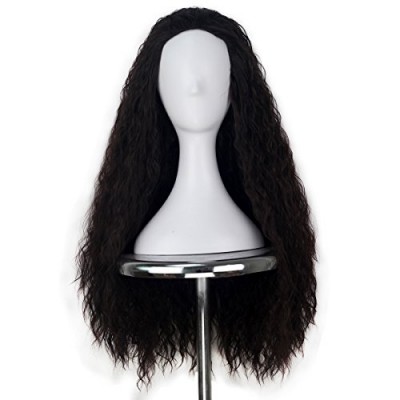 Women 80cm Long Curly Dark Brown Hair Halloween Cosplay Costume Wig for Girl 346