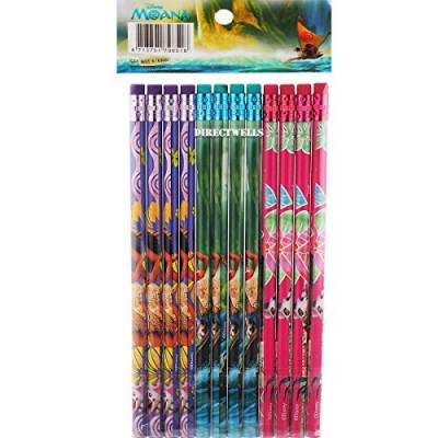 Moana Character Authentic Licensed 12 Wood Pencils Pack