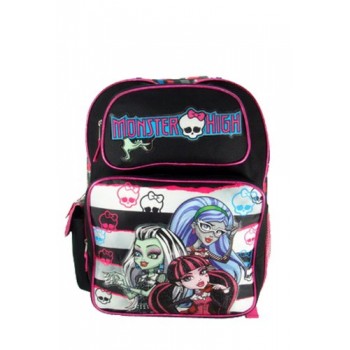 Full Size Black and White Stripe Monster High Backpack - Monster High Bookbag