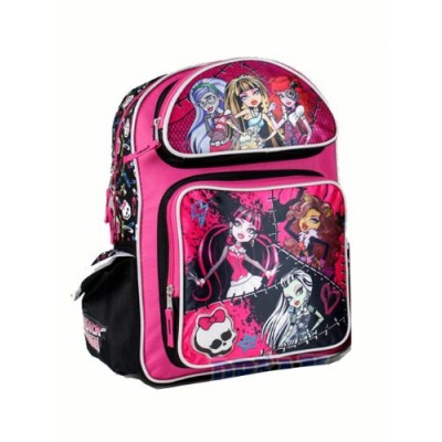 Pink and Black Pins and Skulls Monster High 12" Backpack - Monster High Bookbag