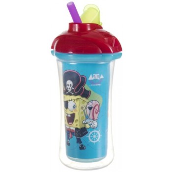 Munchkin SpongeBob SquarePants Click Lock Insulated Straw Cup, Colors May Vary, 9 Ounce