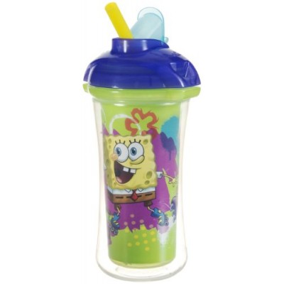 Munchkin SpongeBob SquarePants Click Lock Insulated Straw Cup, Colors May Vary, 9 Ounce