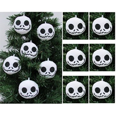 NIGHTMARE BEFORE CHRISTMAS Plush Ornament Set Featuring 6 Jack Skellington Christmas Tree Plush Ornaments -  Average 2.5" Round
