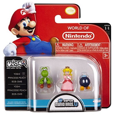 NINTENDO Mario Bros Universe Micro Wave 1: Bob-Om, Princess Peach and Yoshi Action Figure, 3-Pack