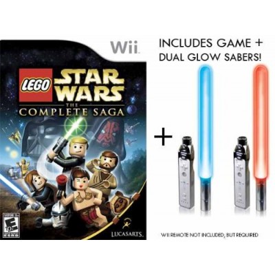 Nintendo Wii Lego Star Wars Complete Sage Game + Dual Glow Sabers [Wii]