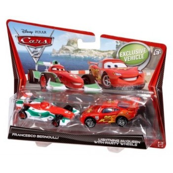 Disney Pixar Cars 2 - Francesco Bernoulli & Lightning McQueen with Party Wheels 1:55 Scale Die-Cast 2-Pack