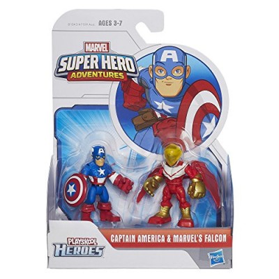 Playskool Heroes Marvel Super Hero Adventures Captain America and Marvel's Falcon Figures