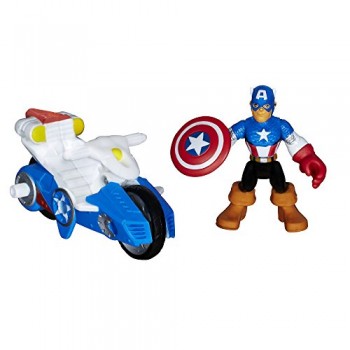 Playskool Heroes Marvel Super Hero Adventures Captain America Figure with Shield Racer Vehicle