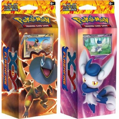 BOTH DECKS - Pokemon 2014 Nintendo TCG Card Game XY2: FLASHFIRE Theme Decks - Meowstic & Heliolisk