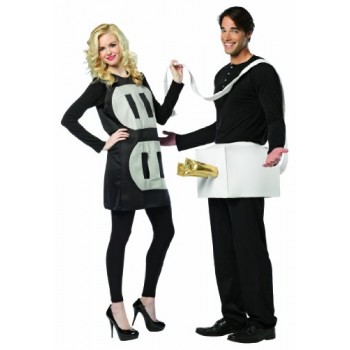 Rasta Imposta Lightweight Plug and Socket Couples Costume, Black/White, One Size