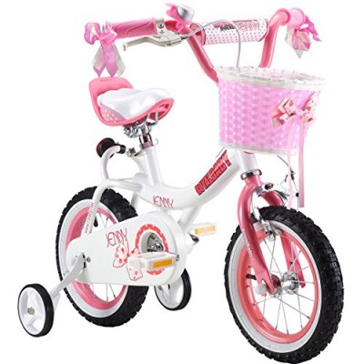 RoyalBaby Jenny Princess Pink Girl's Bike with Training Wheels and Basket, Perfect Gift for Kids, 12 inch wheels