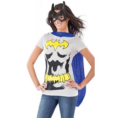 DC Comics Batgirl T-Shirt With Cape And Mask, Black, X-Large