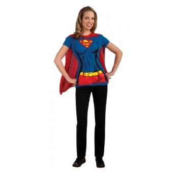 DC Comics Super-Girl T-Shirt With Cape, Blue, Small Costume