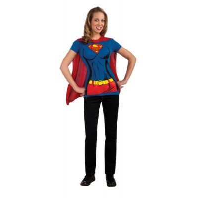DC Comics Super-Girl T-Shirt With Cape, Blue, Small Costume