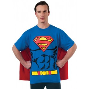 DC Comics Superman Costume T-Shirt With Cape, Blue, Medium