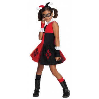 DC Super Villain Collection Harley Quinn Girl's Costume with Tutu Dress, Small