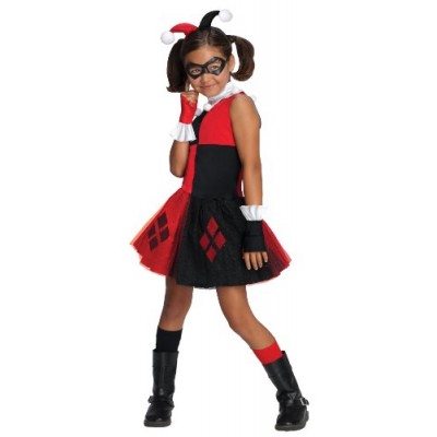 DC Super Villain Collection Harley Quinn Girl's Costume with Tutu Dress, Small