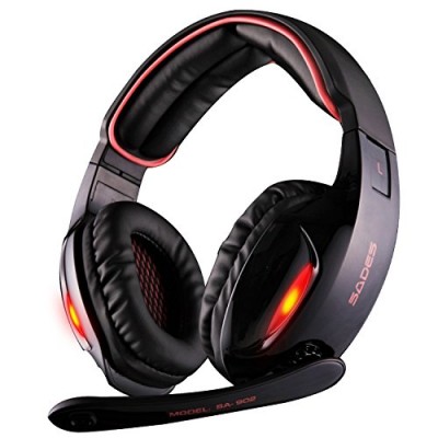 Sades SA902B 7.1 Channel Virtual USB Surround Stereo Wired PC Gaming Headset Over Ear Headphones with Mic Revolution Volume Control Noise Canceling...