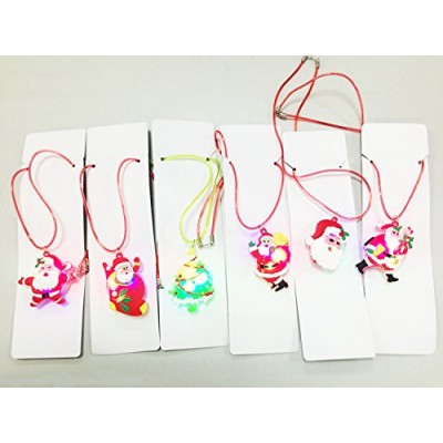 San Tokra 12 Pcs Christmas Holiday Flashing Light Necklaces, Christmas Tree Snowman LED Pendant Necklace