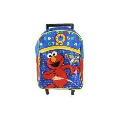 Sesame Street Elmo Rolling Backpack - Elmo Kid Size Wheeled Backpack (Time To Learn)