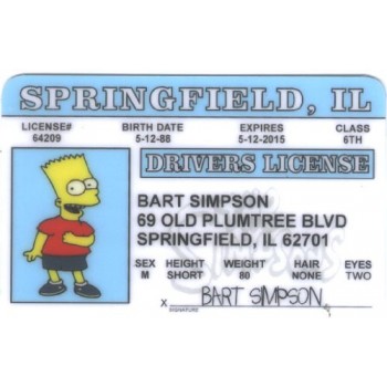 Bart Simpson Fun Fake ID License