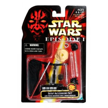 Hasbro Year 1998 Star Wars Episode 1 "The Phantom Menace" Series 4 Inch Tall Action Figure Accessory Kit - SITH ACCESSORY SET with Cloak, Firing Ba...