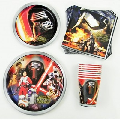 Star Wars Birthday Party Supplies Pack - Lunch Plates, Dessert Plates, Napkins, Cups