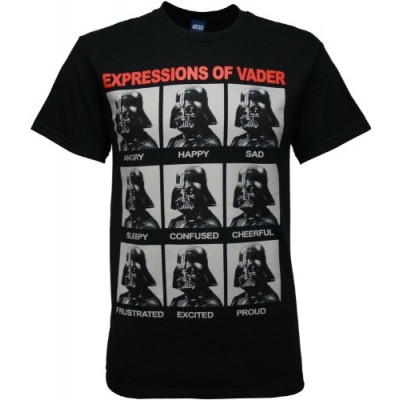 Star Wars Darth Vader Expressions Men's Black T-shirt Small