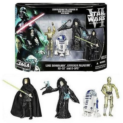 Star Wars DVD Commemorative Action Figure Pack Episode VI (6) Return of the Jedi w/ Luke, C-3PO, R2-D2 & Emperor. RARE
