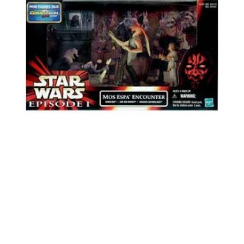 Star Wars Episode 1 The Phantom Menace Movie Scene Action Figure Playset - Mos Espa Encounter with Sebulba, Jar Jar Binks and Anakin Skywalker Figu...
