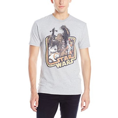 Star Wars Men's The Force Awakens BB-8 Chewie Rey Good Guys Celebration T-Shirt,Athletic Heather,Small