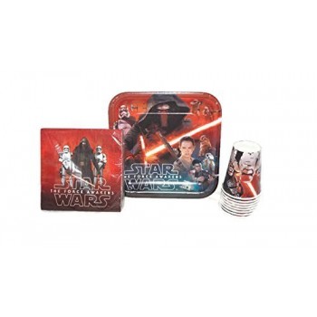 Star Wars The Force Awakens Birthday Party Supplies Pack - Star Wars Lunch Plates, Star Wars Napkins, Star Wars Cups. Star Wars Episode VII Party S...
